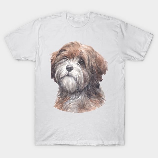 Tibetan Terrier Watercolor Art T-Shirt by doglovershirts